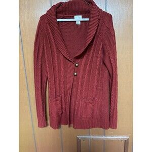 Motherhood Maternity Sz S Red Tunic sweater  With Collared Neck & Buttons